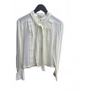 NEW TWP women's patti blouse with pleats and tie in ivory